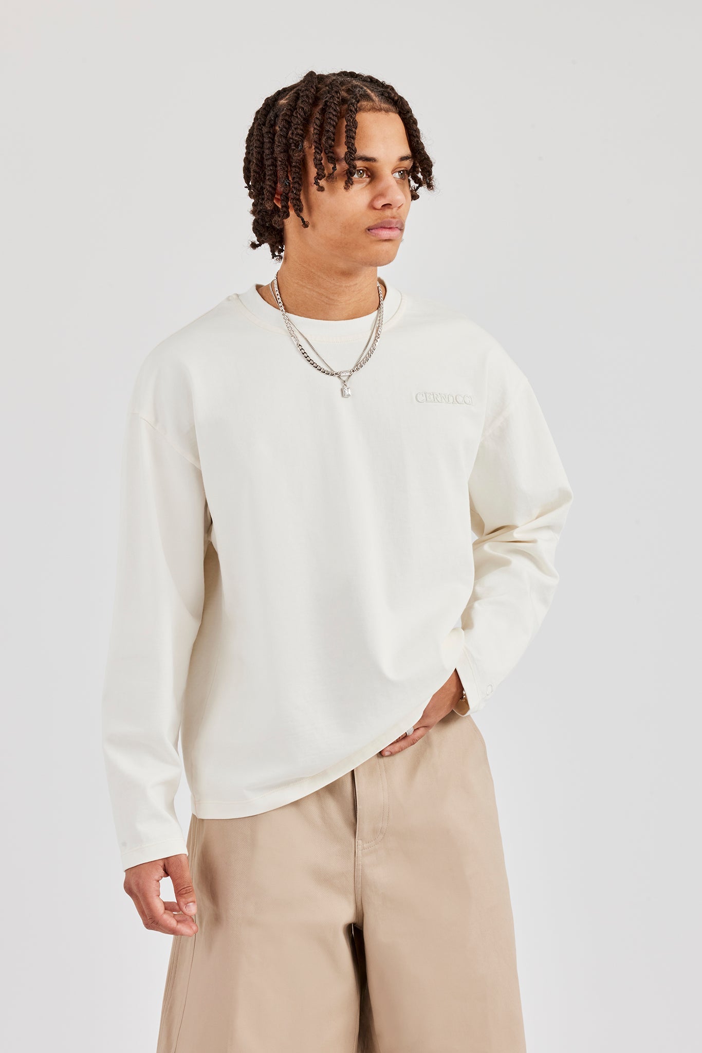Washed Logo Long Sleeve T-Shirt - Stone
