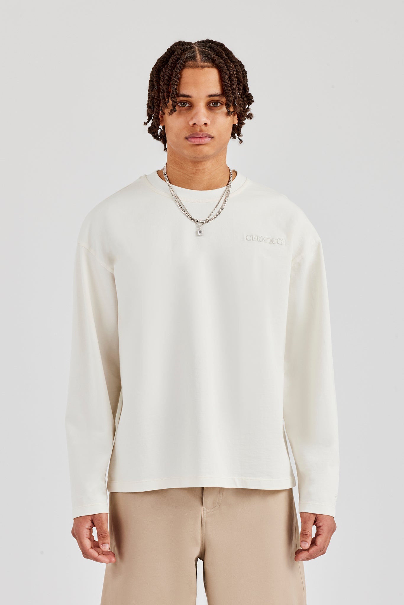 Washed Logo Long Sleeve T-Shirt - Stone