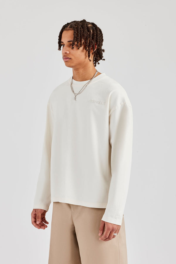 Washed Logo Long Sleeve T-Shirt - Stone