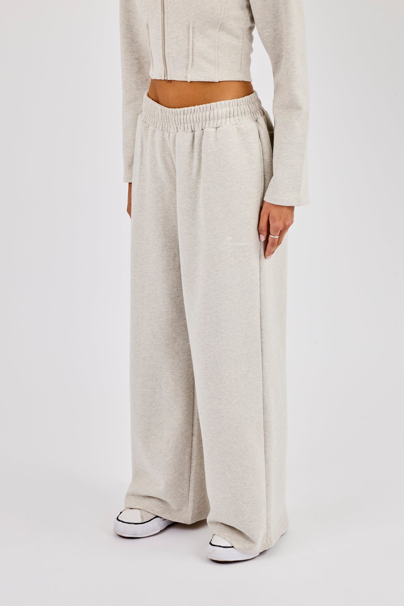 Super Baggy Wide Leg Jogger - Grey Marl