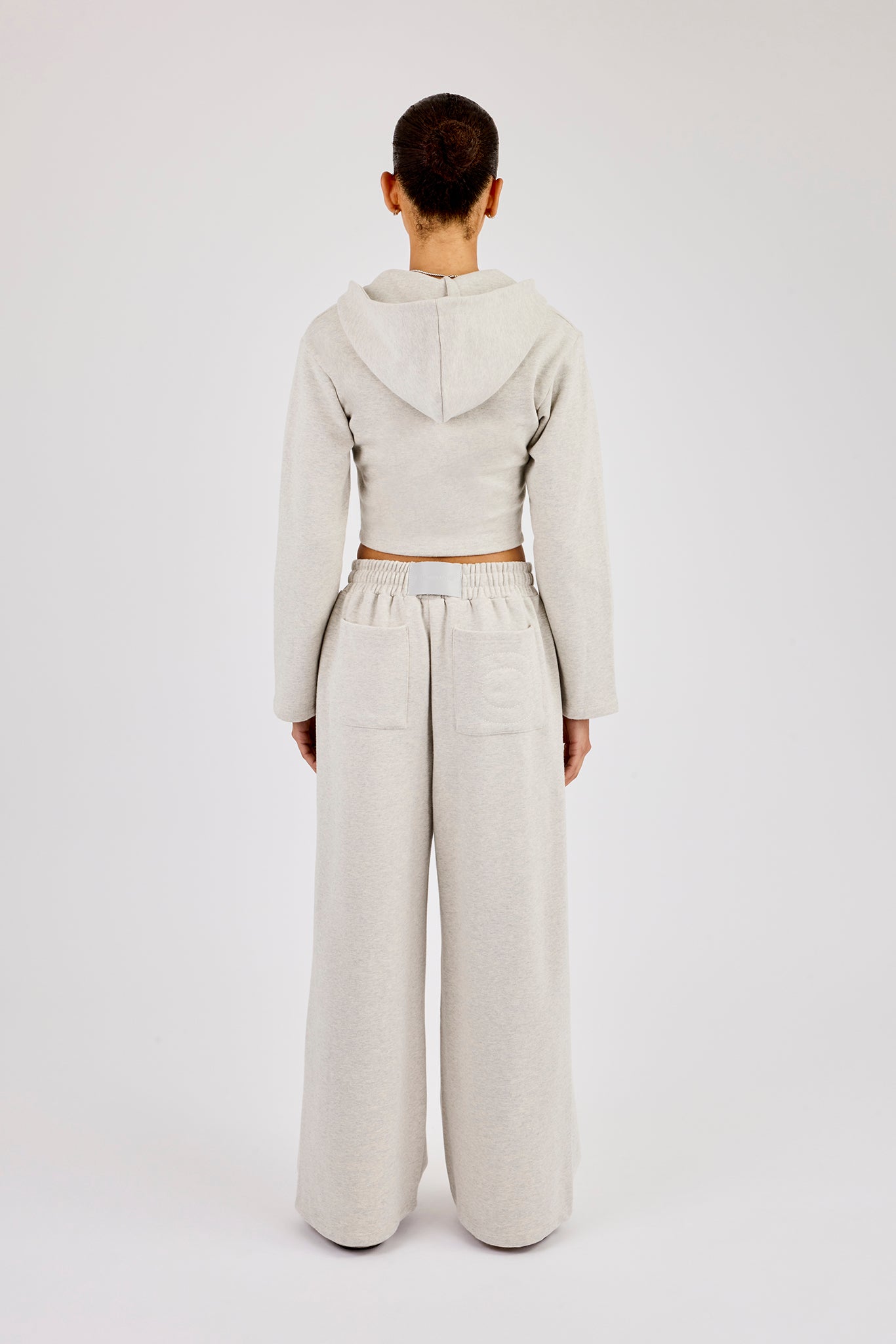 Corset Zip Through Hoodie & Super Baggy Wide Leg Jogger - Grey Marl