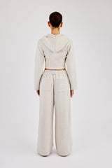 Corset Zip Through Hoodie & Super Baggy Wide Leg Jogger - Grey Marl
