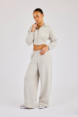 Corset Zip Through Hoodie & Super Baggy Wide Leg Jogger - Ash Grey