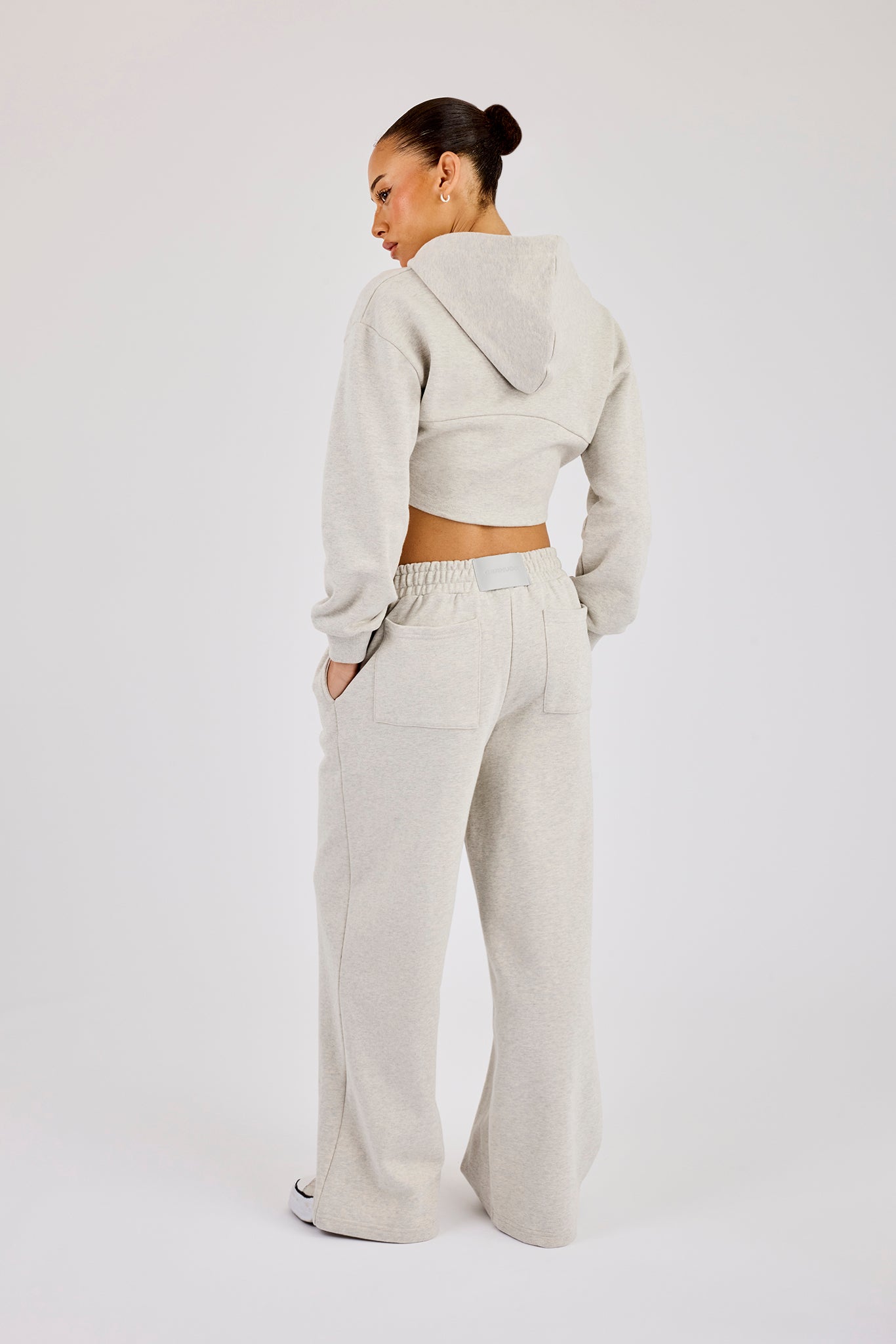 Corset Zip Through Hoodie & Super Baggy Wide Leg Jogger - Ash Grey