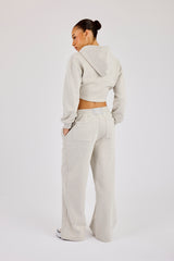 Corset Zip Through Hoodie & Super Baggy Wide Leg Jogger - Ash Grey