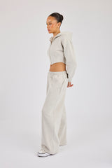 Corset Zip Through Hoodie & Super Baggy Wide Leg Jogger - Ash Grey