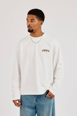 Long Sleeve Back Puff Print T-Shirt - Off White