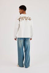 Long Sleeve Back Puff Print T-Shirt - Off White