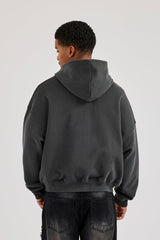 Cherub Text Printed Zip Through - Charcoal
