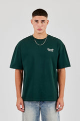 Diamonds Back Print Oversized T-Shirt - Forest Green