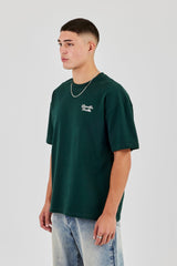 Diamonds Back Print Oversized T-Shirt - Forest Green