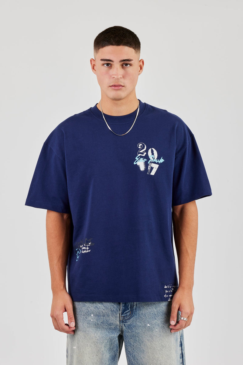 Cherub 2017 Oversized T-Shirt - Navy Blue