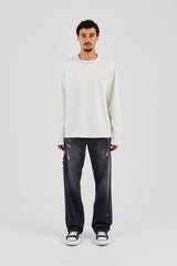 Distressed Paint Splatter Relaxed Jean - Washed Black