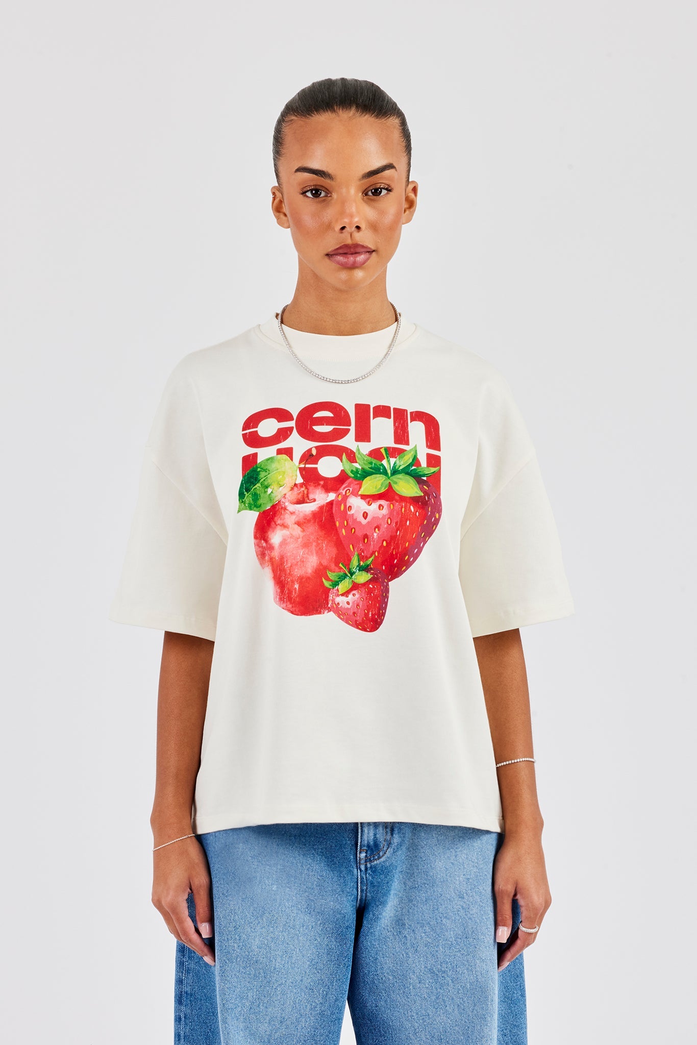 Strawberry Graphic Oversized T-Shirt - Off White