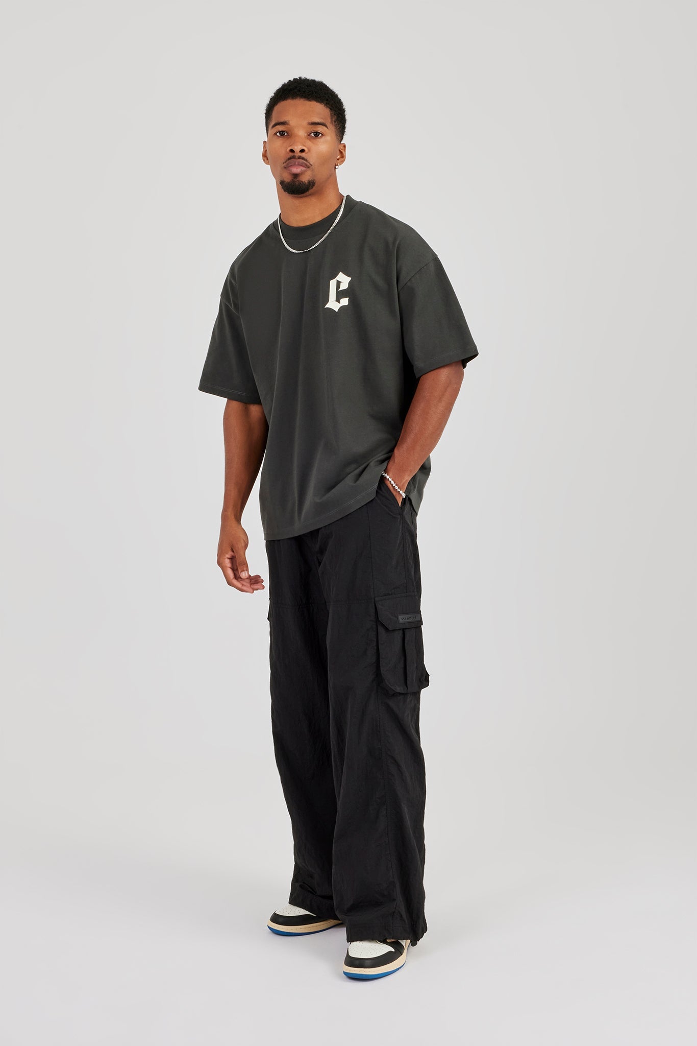 Nylon Baggy Cargo Pant - Black