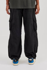 Nylon Baggy Cargo Pant - Black