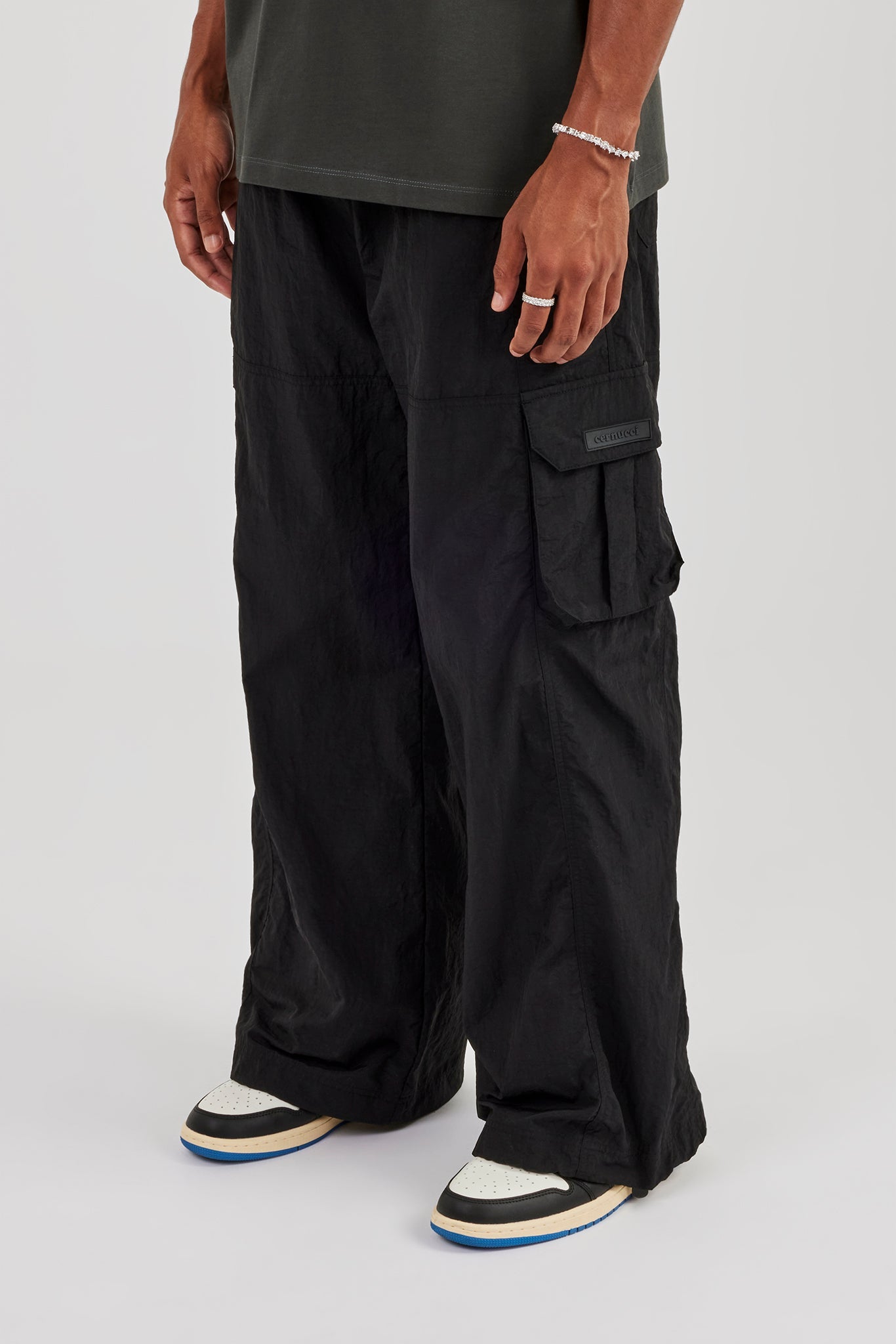 Nylon Baggy Cargo Pant - Black