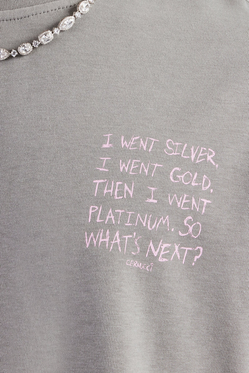 Platinum Back Quote Oversized T-Shirt - Charcoal