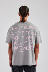 Platinum Back Quote Oversized T-Shirt - Charcoal