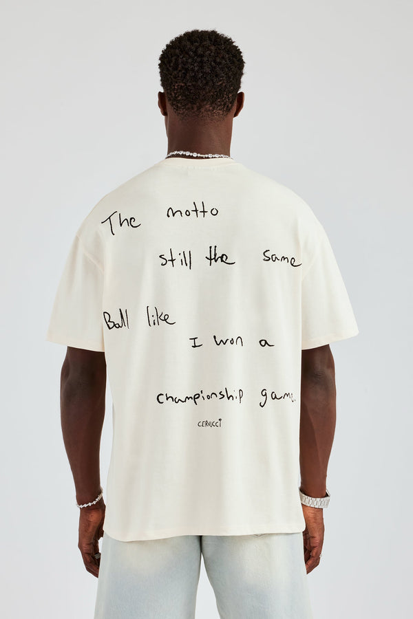 Championship Back Quote Oversized T-Shirt - Off White