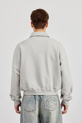Jersey Zip Through Collared Jacket - Grey Marl