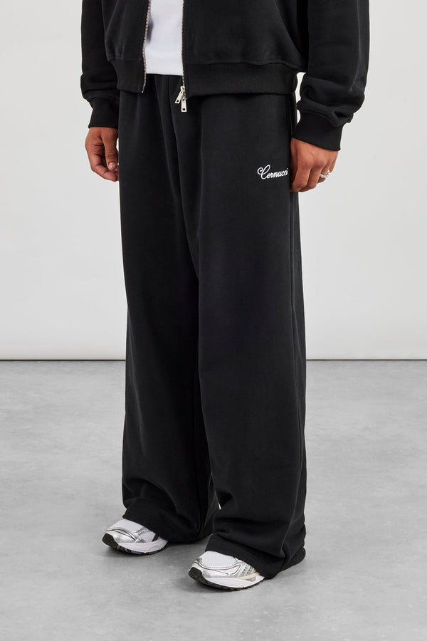 Embroidered Baggy Jogger - Black