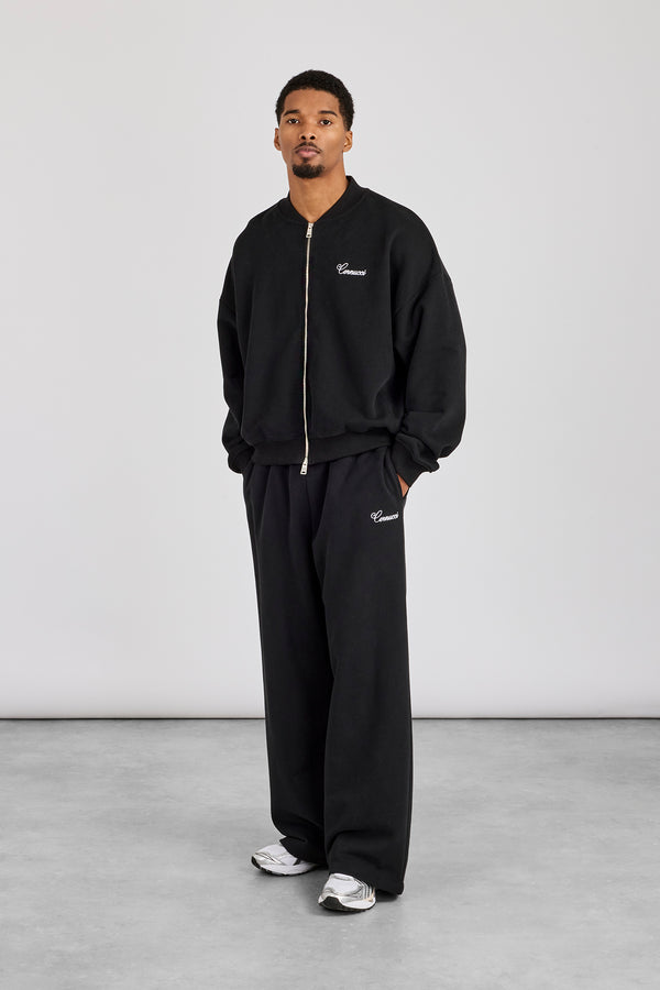 Jersey Embroidered Bomber & Jogger - Black