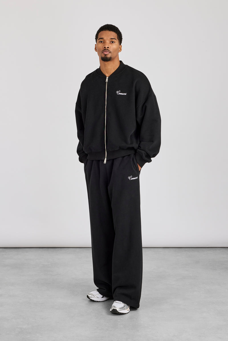 Jersey Embroidered Bomber & Jogger - Black