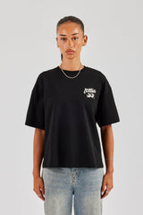 Italia Back Print Oversized T-Shirt - Black