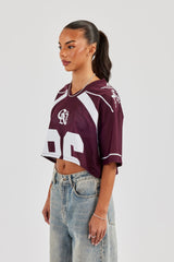Mesh Cropped 86 Top - Burgundy