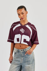 Mesh Cropped 86 Top - Burgundy