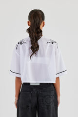 Mesh Cropped Black 86 Top - White