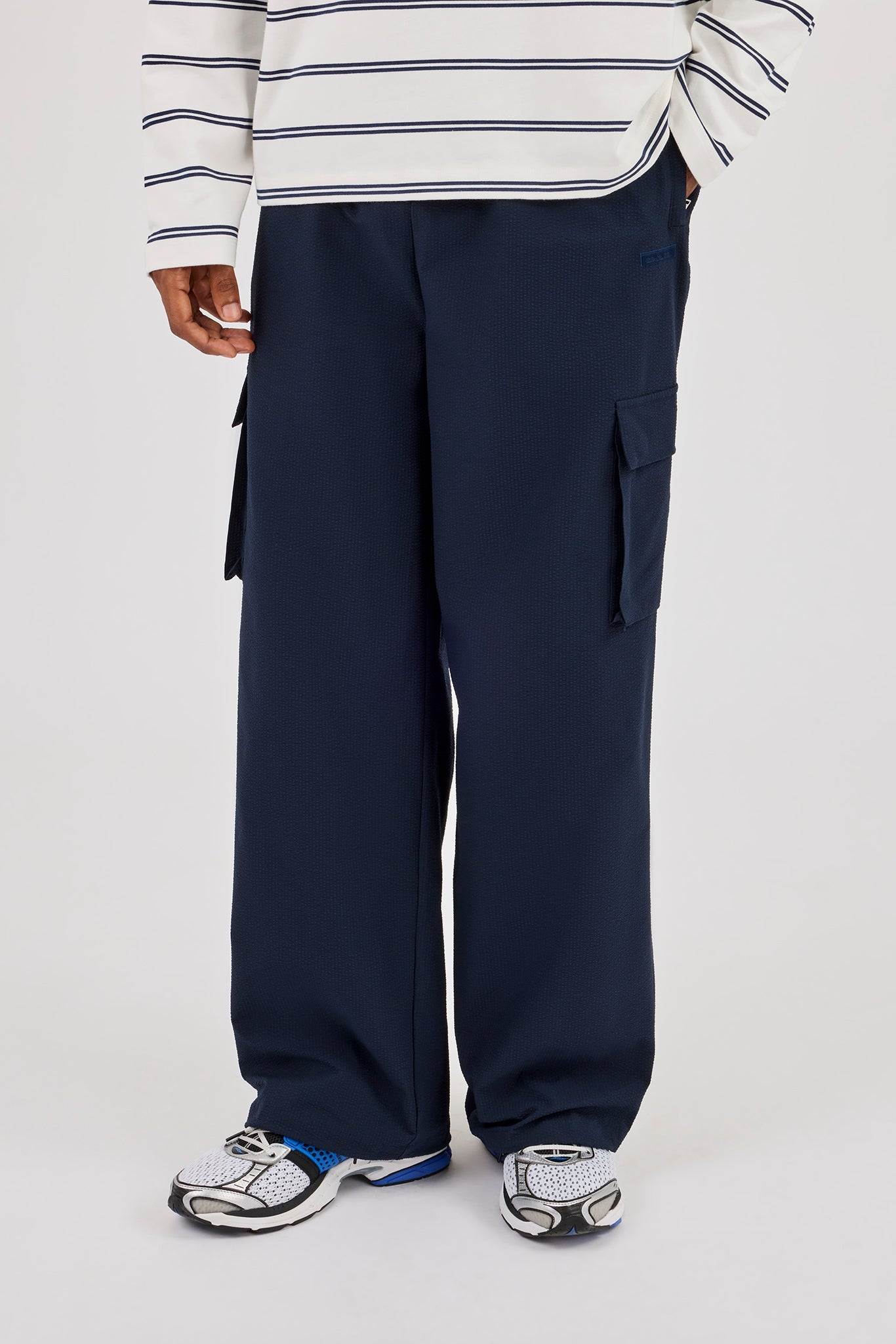 Textured Nylon Cargo Trouser - Navy