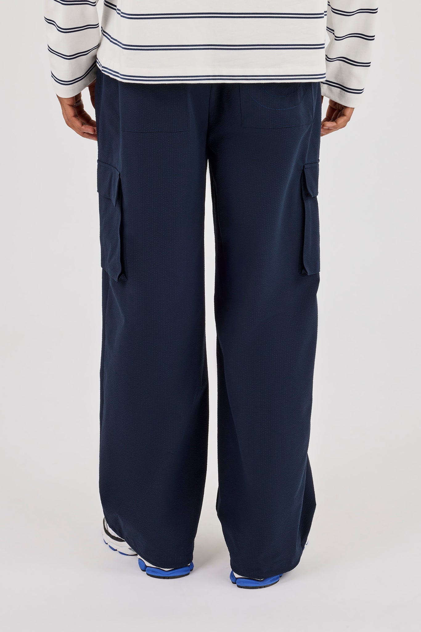 Textured Nylon Cargo Trouser - Navy