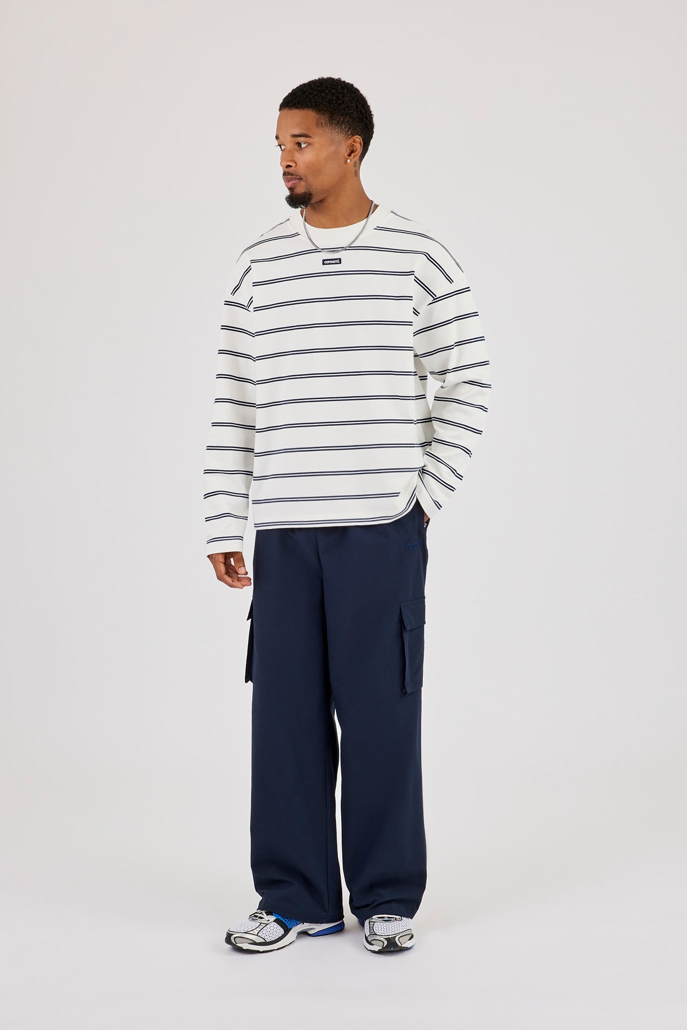Textured Nylon Cargo Trouser - Navy