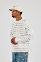 Long Sleeve Stripe Logo T-Shirt - Taupe