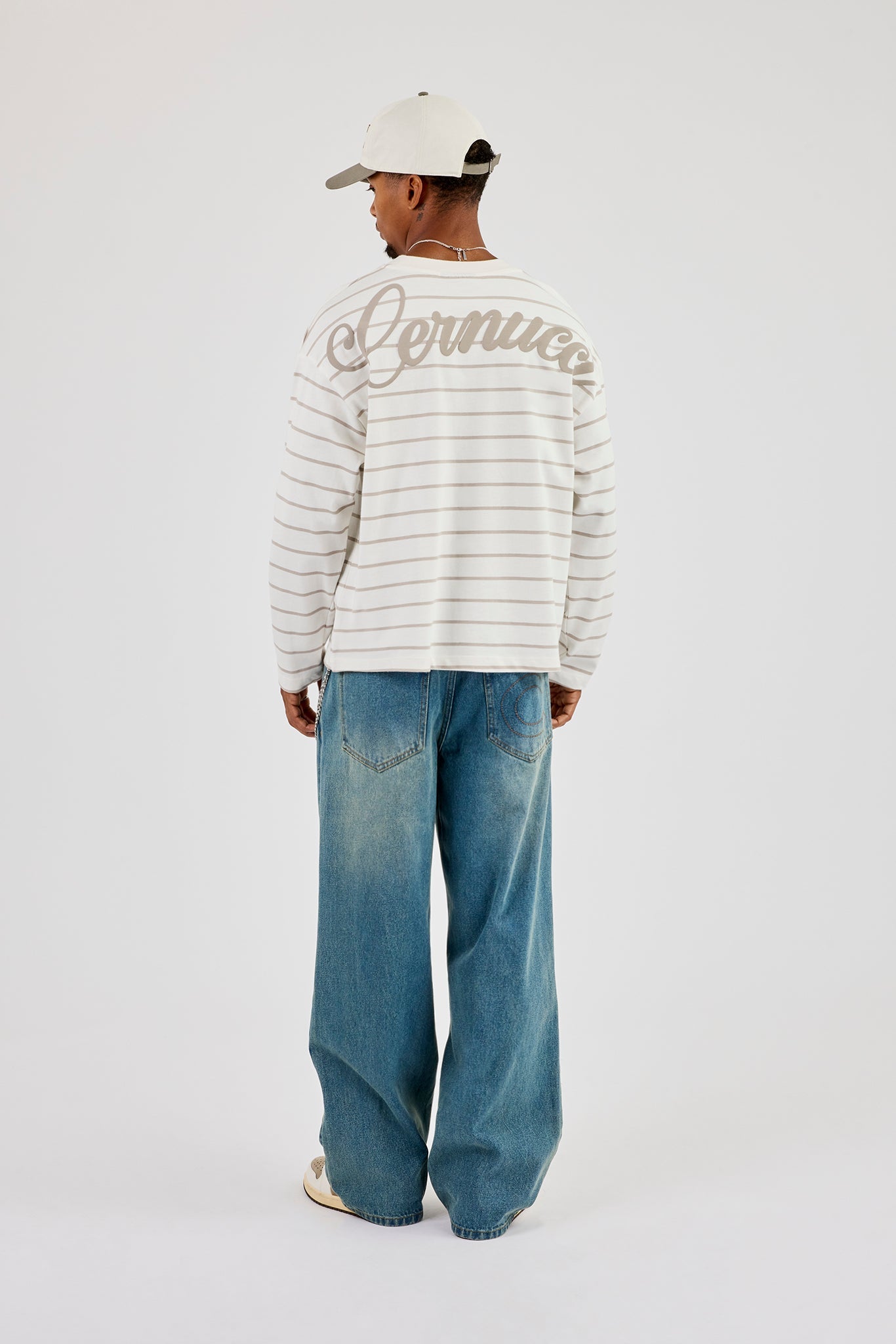 Long Sleeve Stripe Logo T-Shirt - Taupe