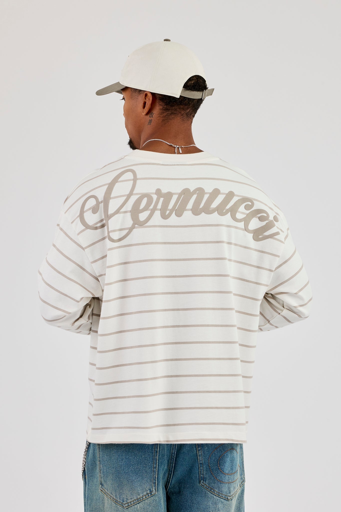 Long Sleeve Stripe Logo T-Shirt - Taupe