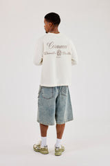 Long Sleeve Cernucci Diamonds Boxy T-Shirt - Off White