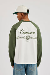 Long Sleeve Cernucci Diamonds Raglan T-Shirt - Green