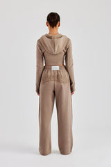 Fitted Reverse Loopback Hoodie & Wide Leg Jogger - Taupe