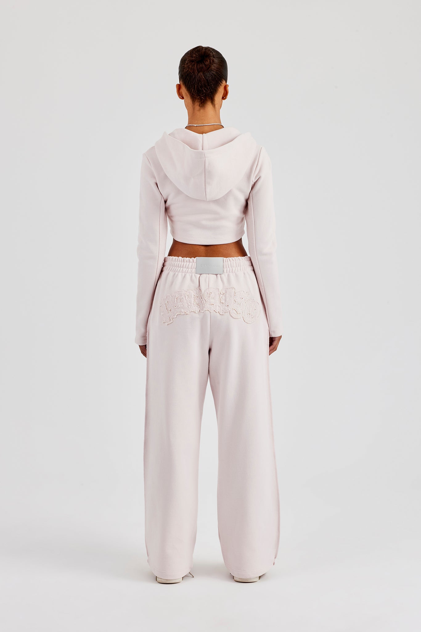 Fitted Reverse Loopback Hoodie & Wide Leg Jogger - Light Pink