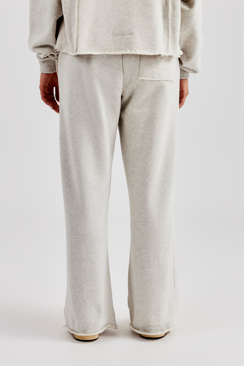 Womens Exposed Seam Wide Leg Jogger - Grey Marl