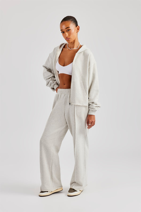 Womens Exposed Seam Zip Through Tracksuit - Grey Marl