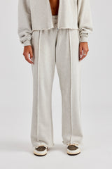 Womens Exposed Seam Wide Leg Jogger - Grey Marl