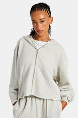 Womens Exposed Seam Zip Through Hoodie - Grey Marl