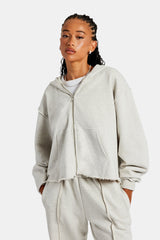 Womens Exposed Seam Zip Through Hoodie - Grey Marl