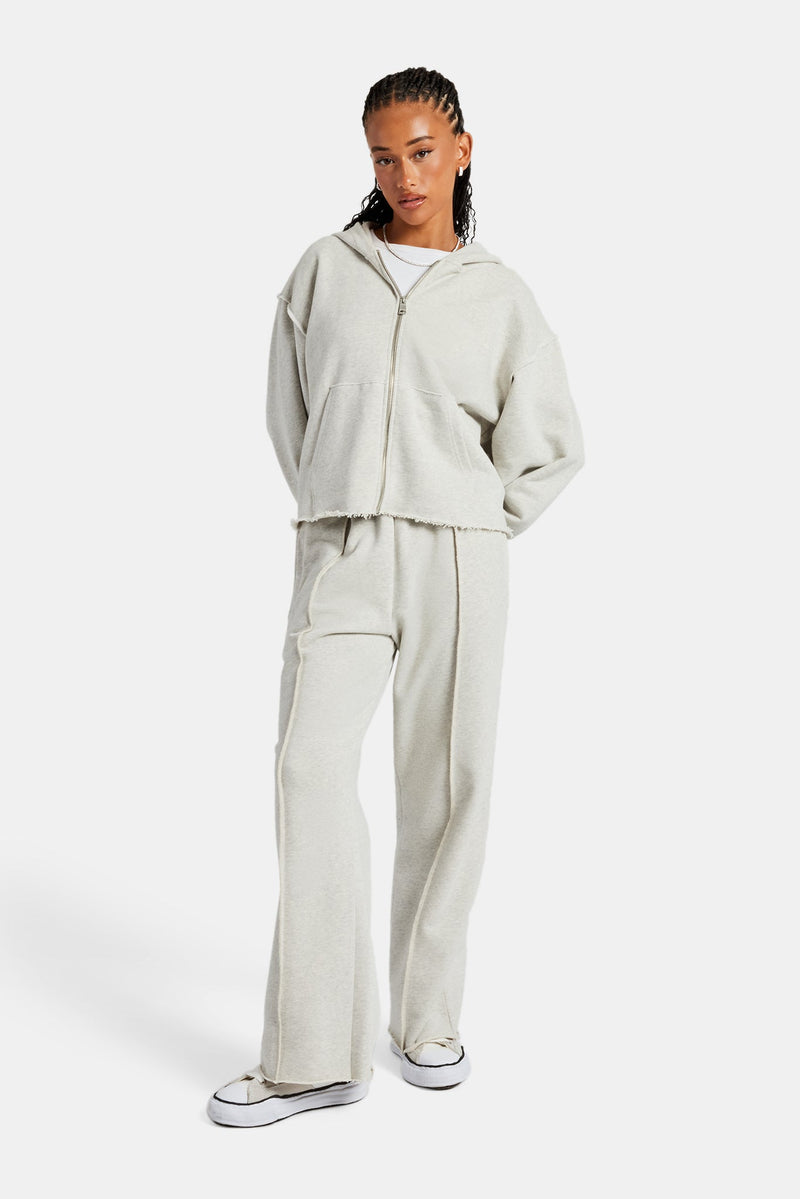 Womens Exposed Seam Zip Through Tracksuit - Grey Marl