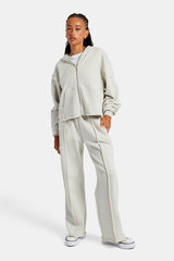 Womens Exposed Seam Zip Through Tracksuit - Grey Marl