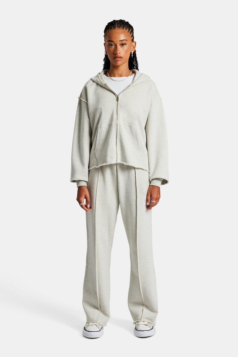 Womens Exposed Seam Zip Through Tracksuit - Grey Marl